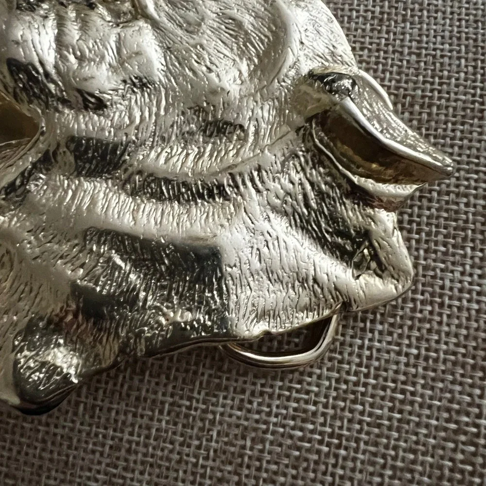 MBCI Vintage Gold Tone Roaring Lion Head Belt Buckle‎ Size 3.5 Inch Western